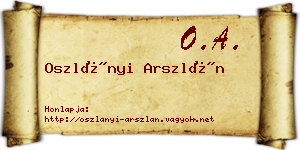 Oszlányi Arszlán névjegykártya